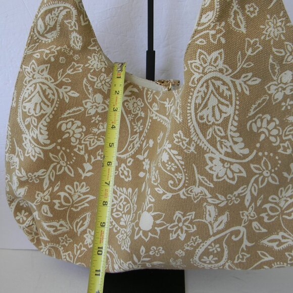 NEW & OTHER STORIES TAN/IVORY PRINTED CANVAS LARGE HOBO SHOULDER BAG BOHO - Picture 2 of 9